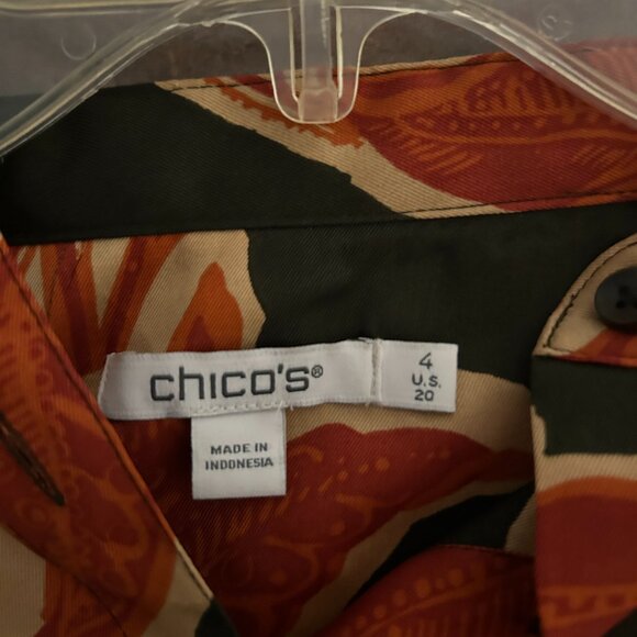Chico's Black, gold and red Holiday Blouse Size 4 - Picture 4 of 4